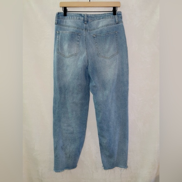 Vanilla Star Light Wash High Waisted Button Front Real Cheeky Straight Leg Jeans - Picture 5 of 5